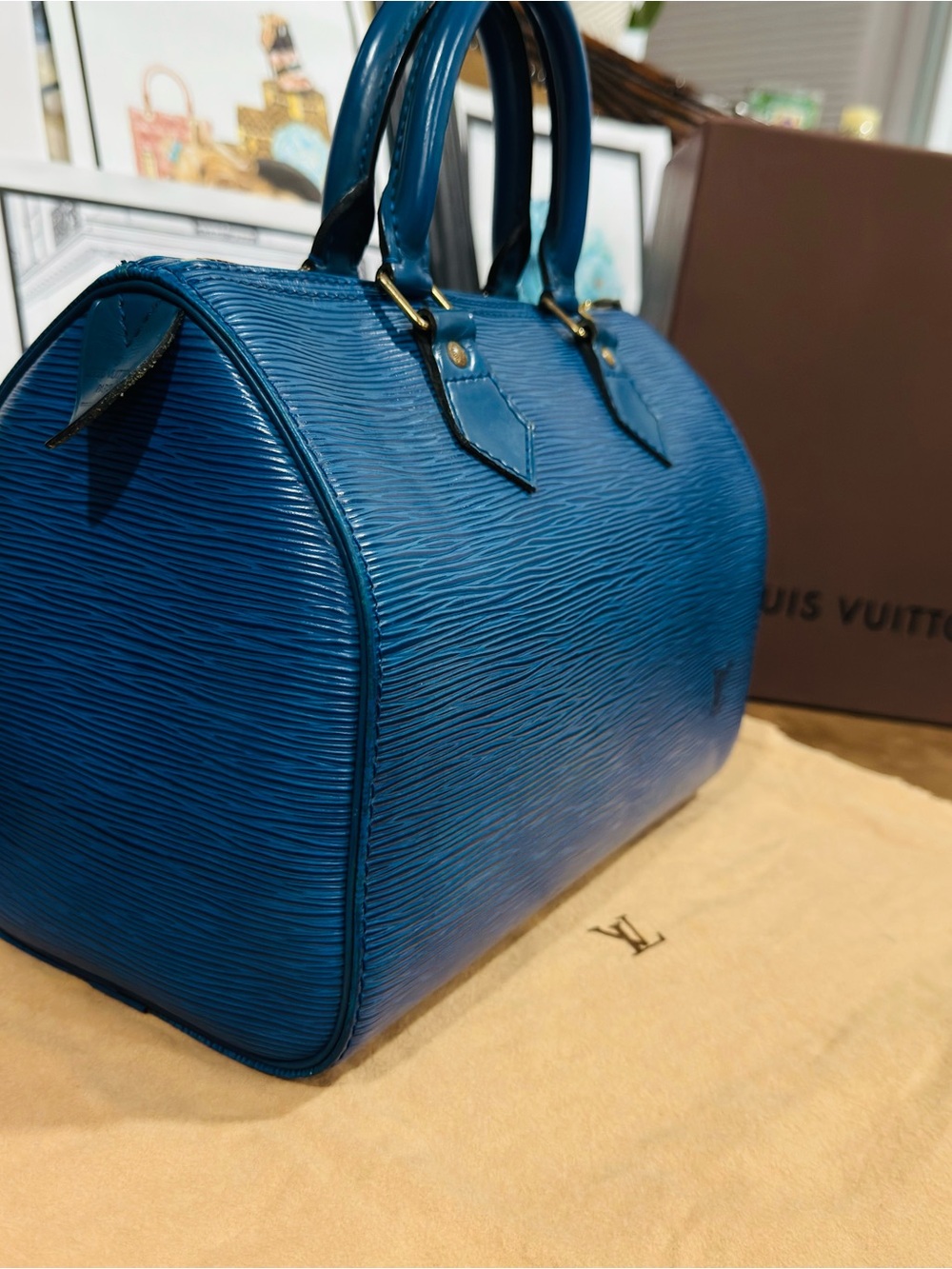 Louis Vuitton Toledo Blue Epi Leather Speedy 25 with Gold Hardware - Picture 5 of 15